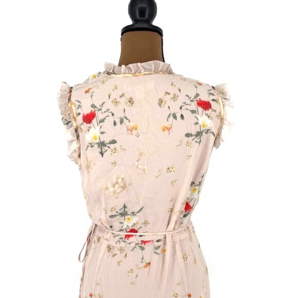 Allsaints “Ari Kora” Floral Print Ruffle Mini Wrap Dress – Size 8 - Picture 5 of 8